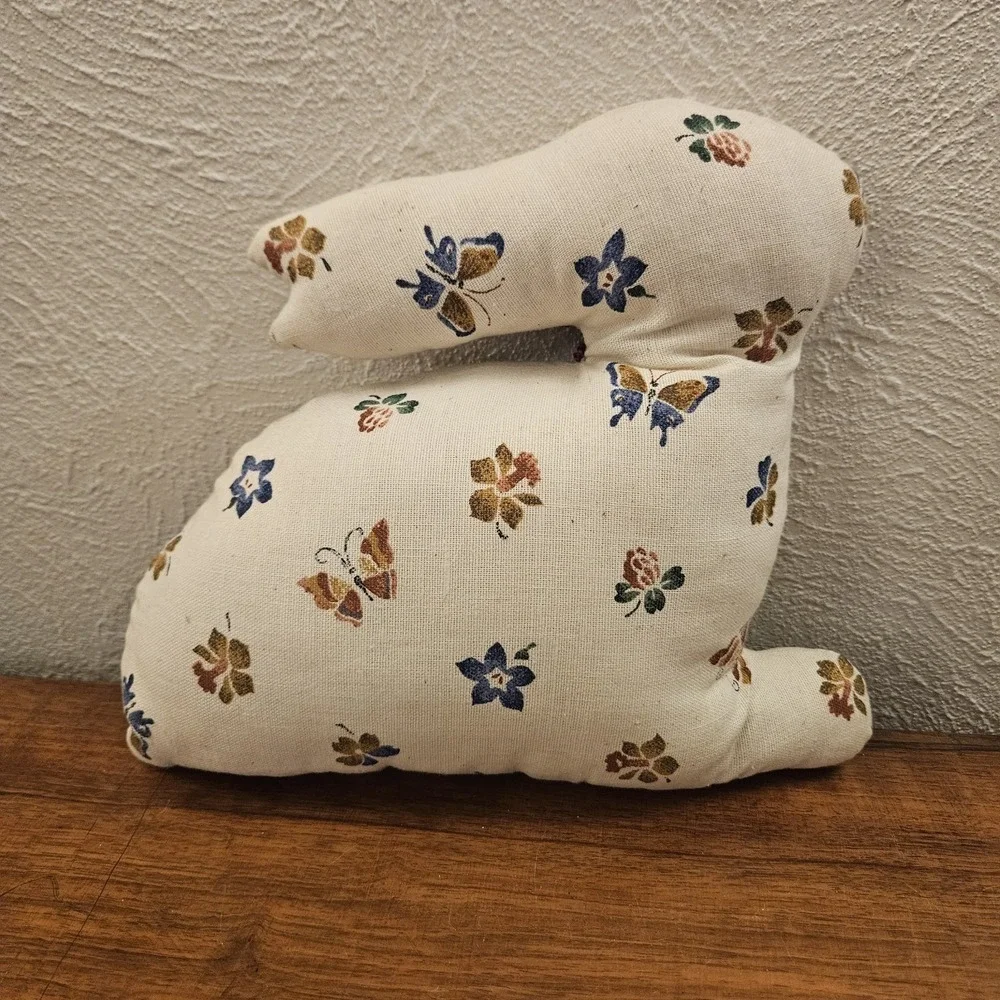 Vintage Plush Stuffed Bunny Fabric Decorative Cloth Folk Art Rabbit Pillow